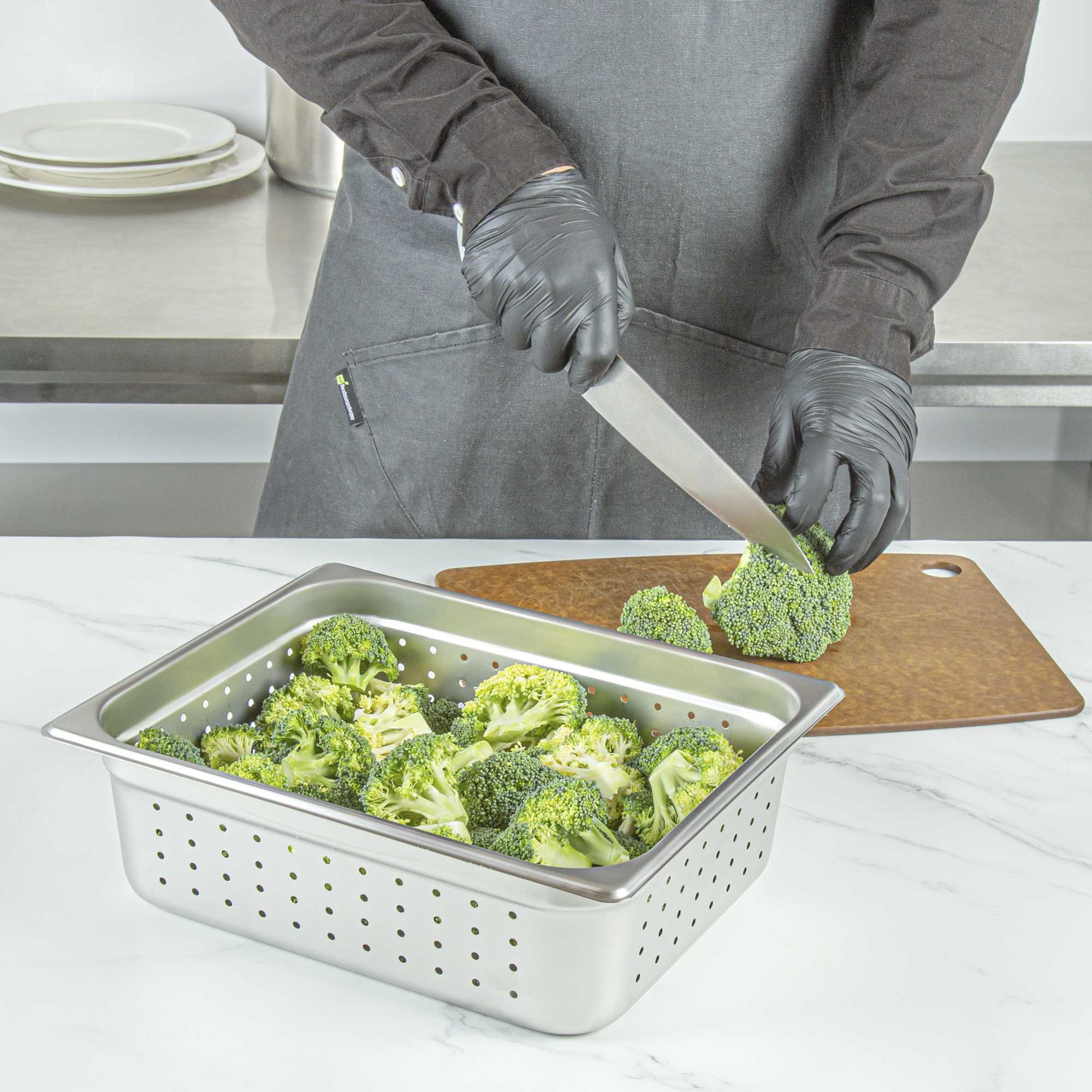 Kitchen Tek Stainless Steel 1/2 Size Steam Table Pan - 4 Inch Deep, Perforated, Anti Jam, 24 Gauge - 1 count box
