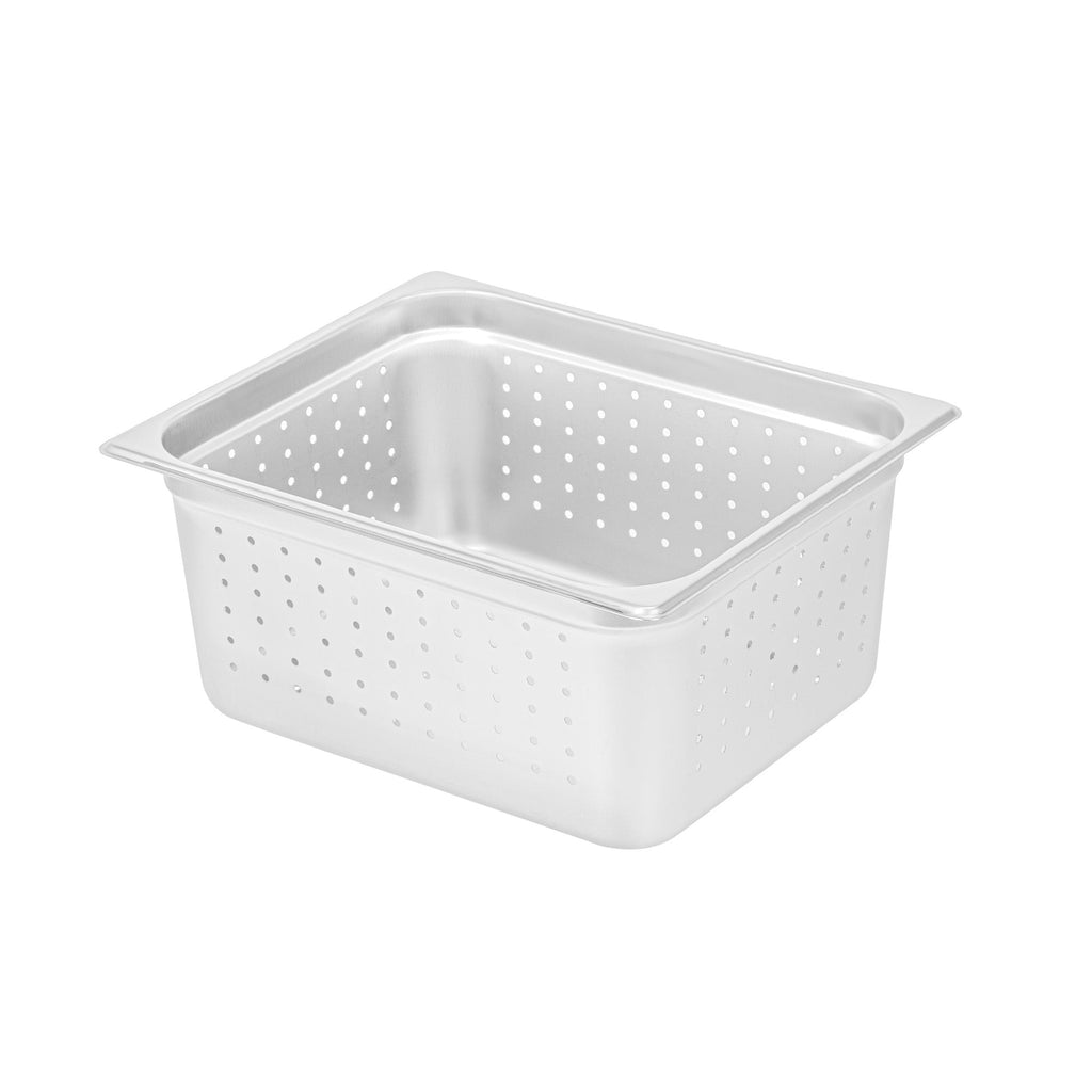 Kitchen Tek Stainless Steel 1/2 Size Steam Table Pan - 6 Inch Deep, Perforated, Anti Jam, 24 Gauge - 1 count box