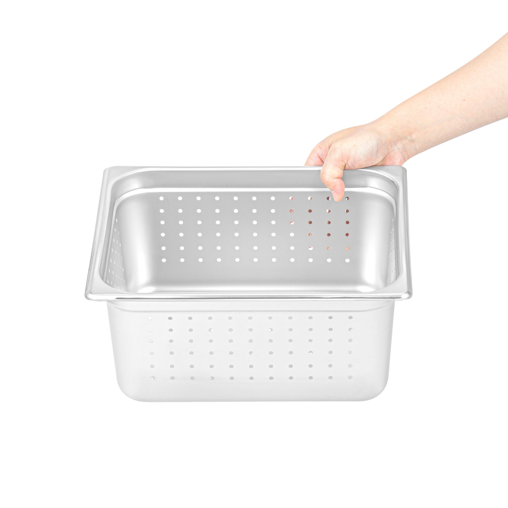 Kitchen Tek Stainless Steel 1/2 Size Steam Table Pan - 6 Inch Deep, Perforated, Anti Jam, 24 Gauge - 1 count box