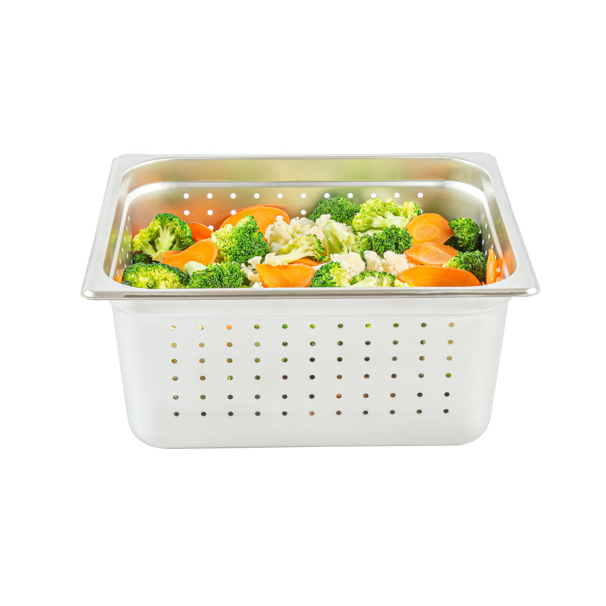 Kitchen Tek Stainless Steel 1/2 Size Steam Table Pan - 6 Inch Deep, Perforated, Anti Jam, 24 Gauge - 6 count box