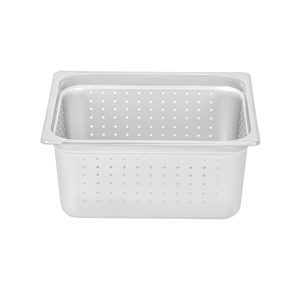 Kitchen Tek Stainless Steel 1/2 Size Steam Table Pan - 6 Inch Deep, Perforated, Anti Jam, 24 Gauge - 6 count box