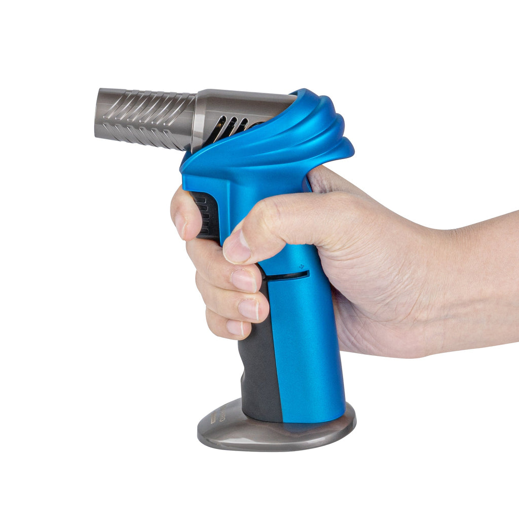 RW Pyro Blue Butane Kitchen Torch - Adjustable Dial, Rotating Angle - 4 1/4'' x 2 3/4'' x 6'' - 1 count box