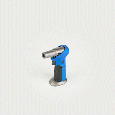 RW Pyro Blue Butane Kitchen Torch - Adjustable Dial, Rotating Angle - 4 1/4'' x 2 3/4'' x 6'' - 1 count box