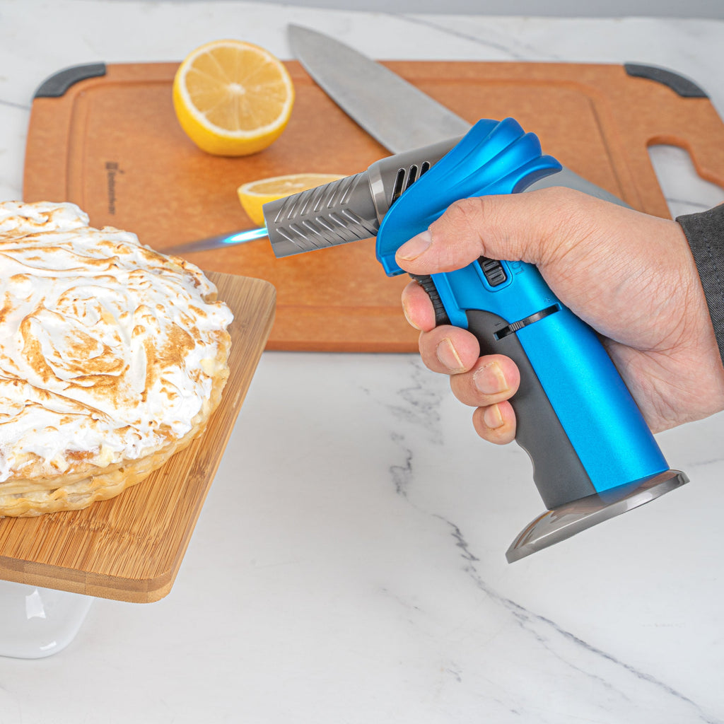 RW Pyro Blue Butane Kitchen Torch - Adjustable Dial, Rotating Angle - 4 1/4'' x 2 3/4'' x 6'' - 1 count box