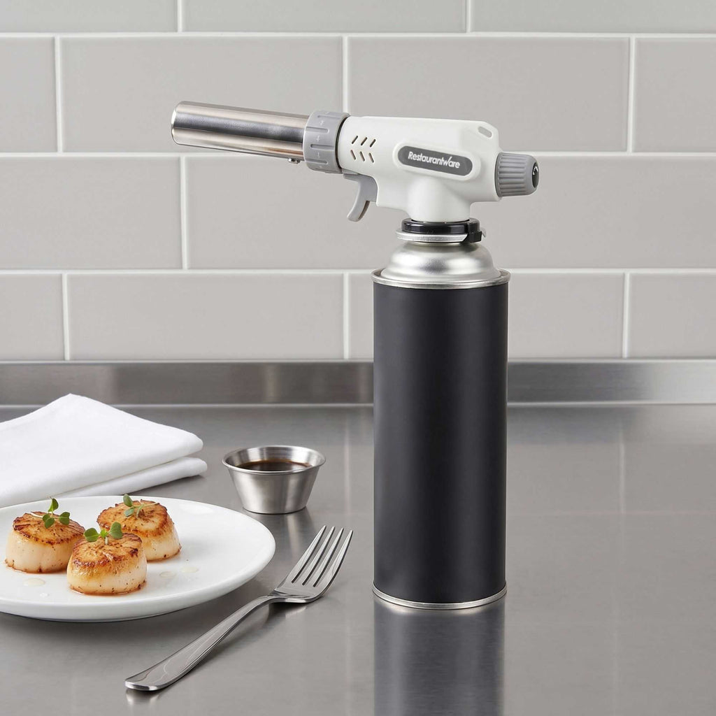 RW Pyro White Butane Kitchen Torch - Adjustable Dial - 7 3/4'' x 3'' x 1 1/2'' - 1 count box