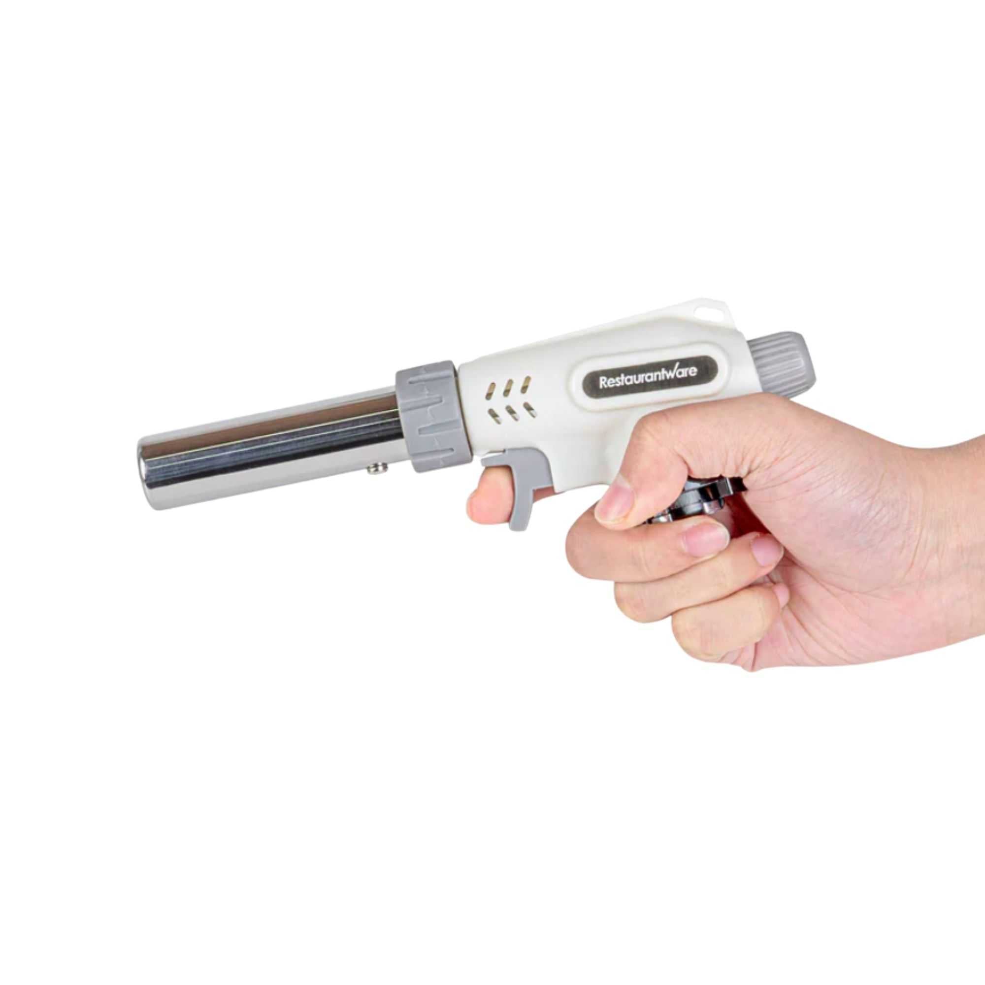 RW Pyro White Butane Kitchen Torch - Adjustable Dial - 7 3/4'' x 3'' x 1 1/2'' - 1 count box
