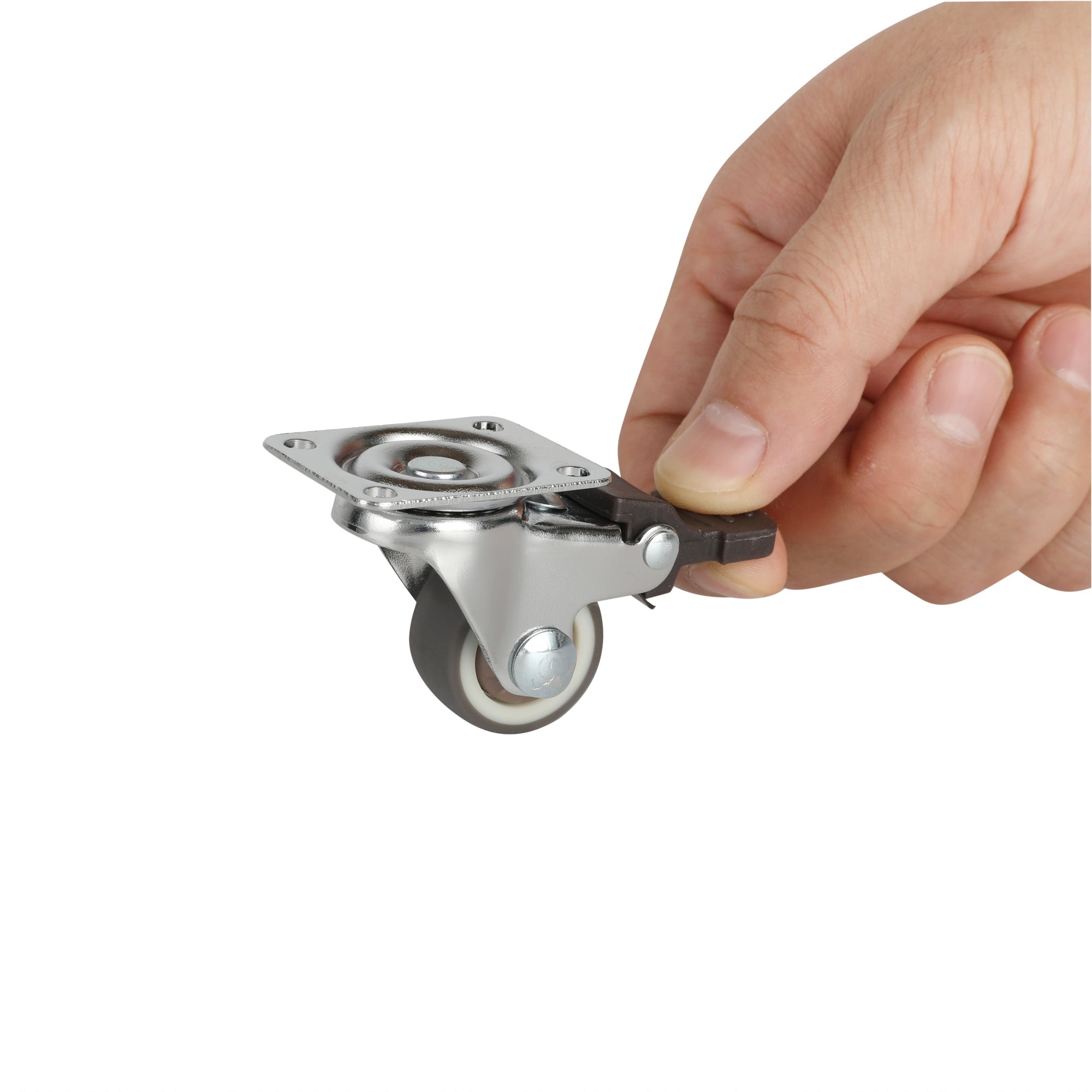 RW Hardware Gray Swivel Plate Caster - with Brakes and Mounting Hardware - 1" - 4 count box