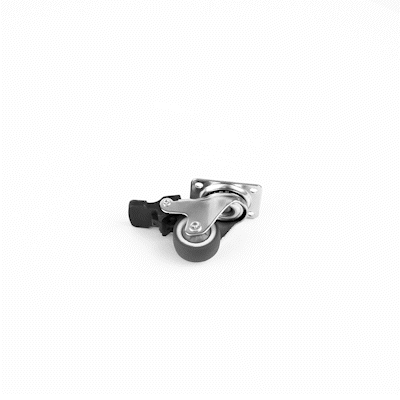 RW Hardware Gray Swivel Plate Caster - with Brakes and Mounting Hardware - 1" - 4 count box