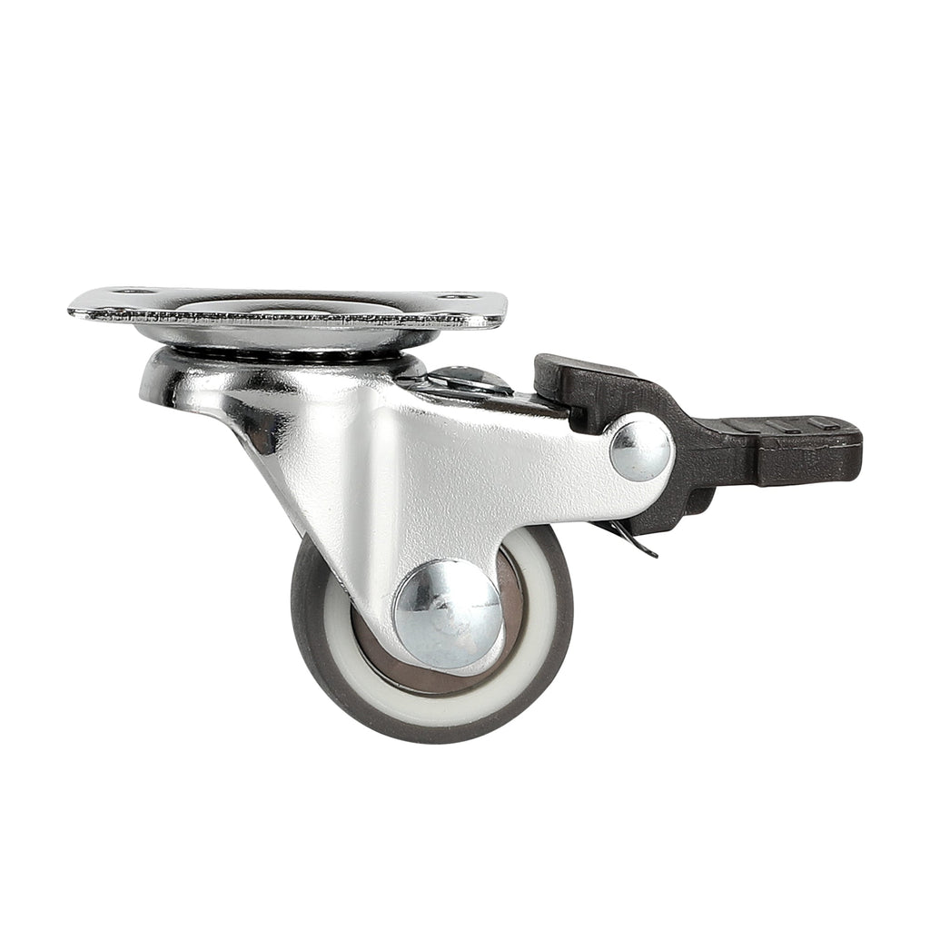 RW Hardware Gray Swivel Plate Caster - with Brakes and Mounting Hardware - 1" - 4 count box