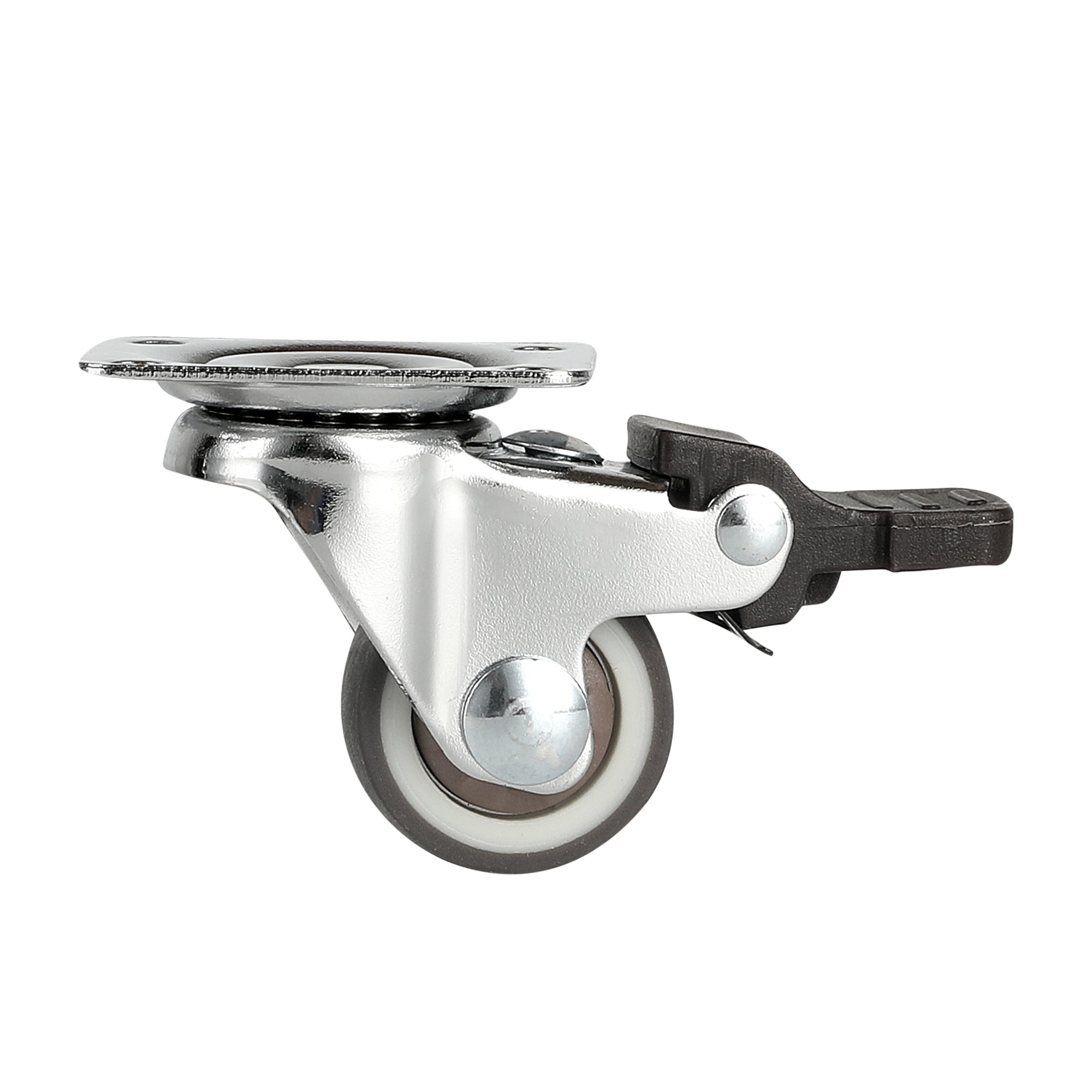 RW Hardware Gray Swivel Plate Caster - with Brakes and Mounting Hardware - 1" - 4 count box