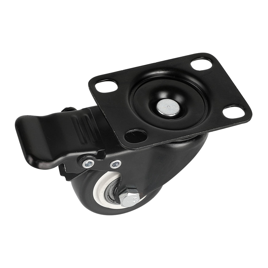 RW Hardware Black Swivel Plate Caster - with Brakes and Mounting Hardware - 2" - 4 count box
