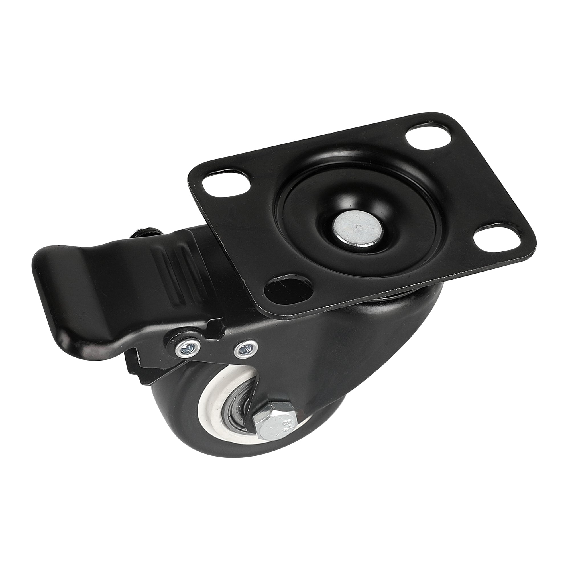 RW Hardware Black Swivel Plate Caster - with Brakes and Mounting Hardware - 2" - 4 count box