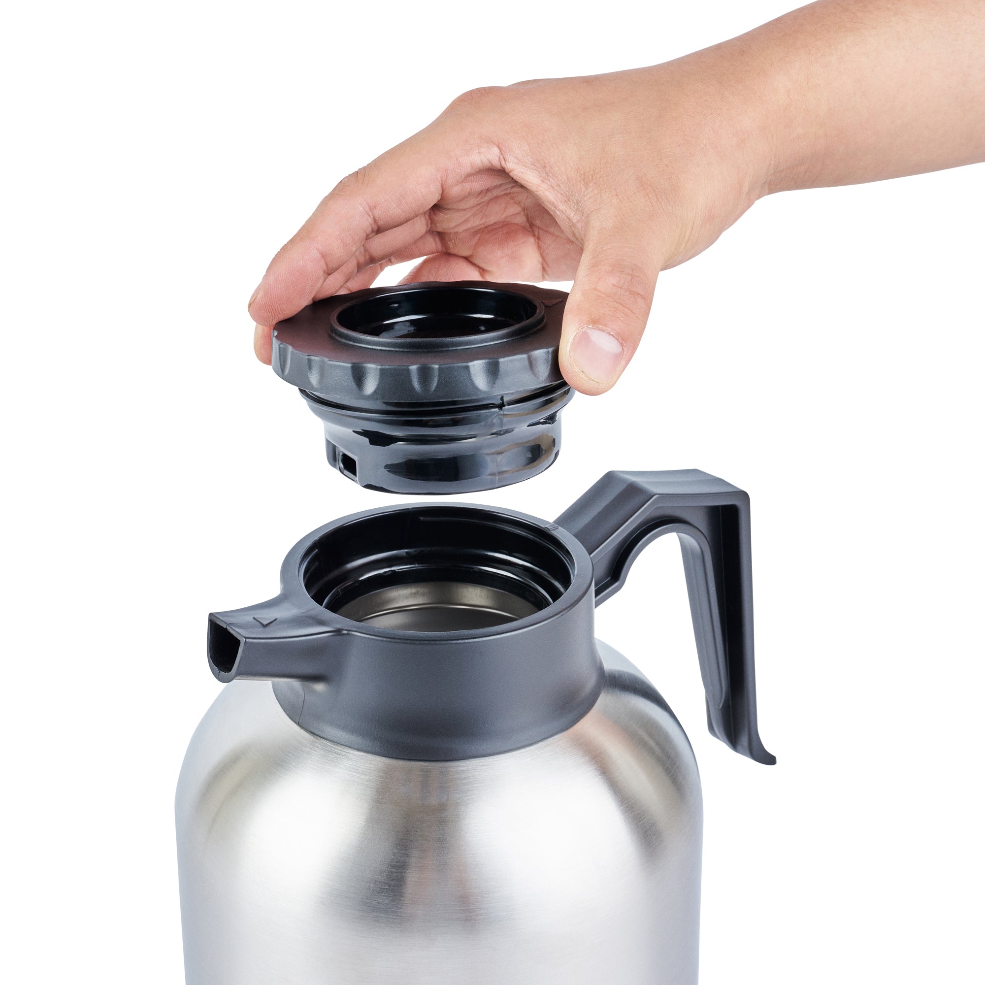 Restpresso 68 oz Insulated Coffee Carafe / Server - with Regular and Decaf Brew Thru Lids - 8 3/4" x 6 1/4" x 7" - 1 count box