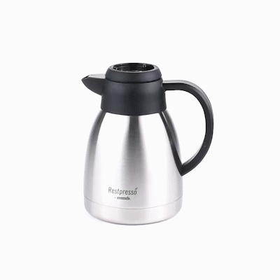 Restpresso 34 oz Insulated Coffee Carafe / Server - with Regular and Decaf Brew Thru Lids - 7 3/4" x 5 1/2" x 7" - 1 count box