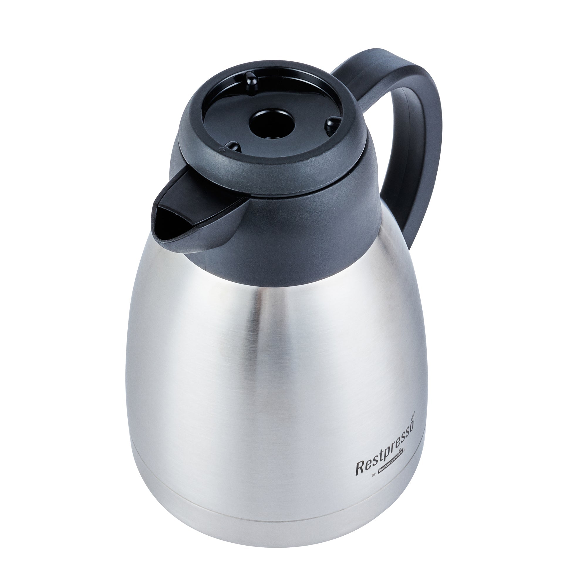 Restpresso 34 oz Insulated Coffee Carafe / Server - with Regular and Decaf Brew Thru Lids - 7 3/4" x 5 1/2" x 7" - 1 count box
