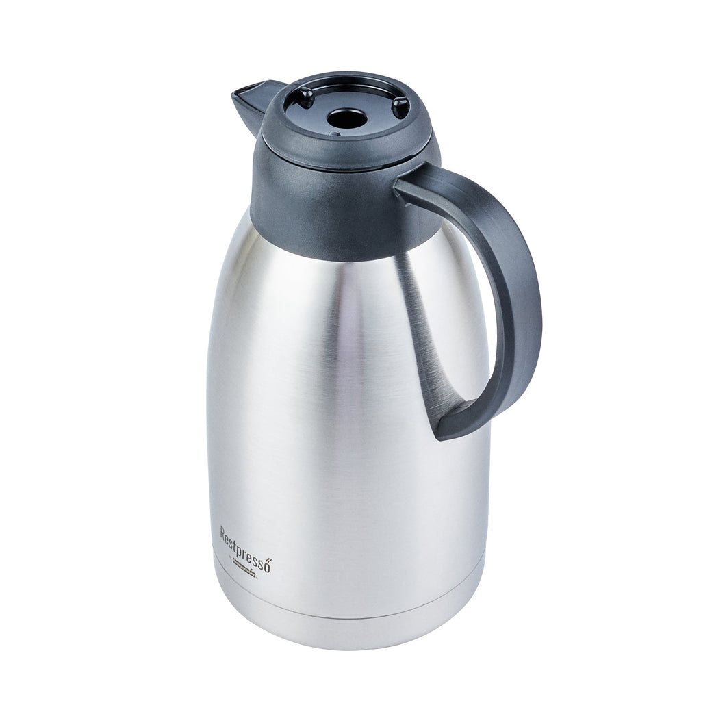 Restpresso 68 oz Insulated Coffee Carafe / Server - with Regular and Decaf Brew Thru Lids - 11 1/4" x 5 1/2" x 7" - 1 count box