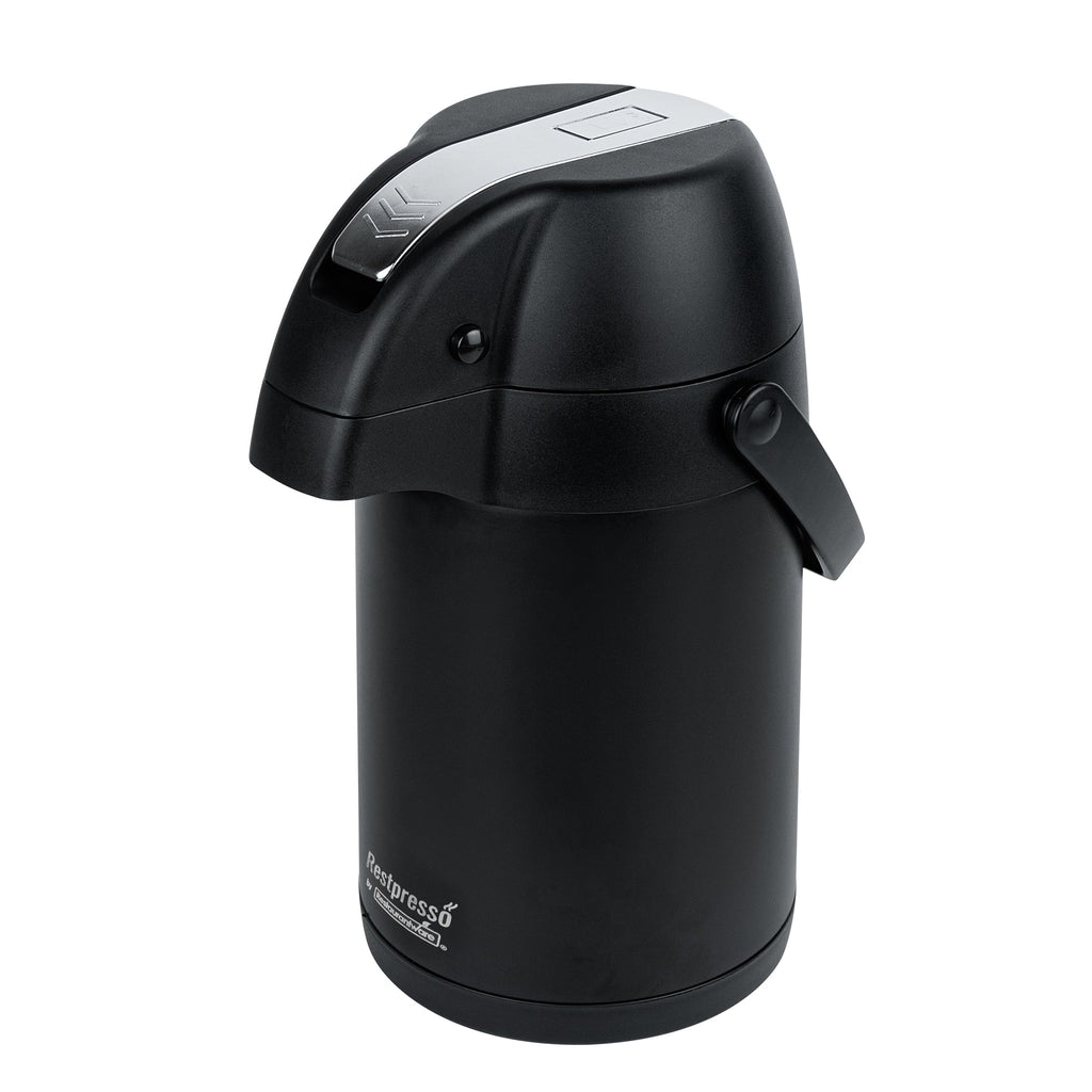 Restpresso 3L Black Vacuum Insulated Airpot Coffee Dispenser - Pump Lever, 12 hr Heat Retention - 1 count box