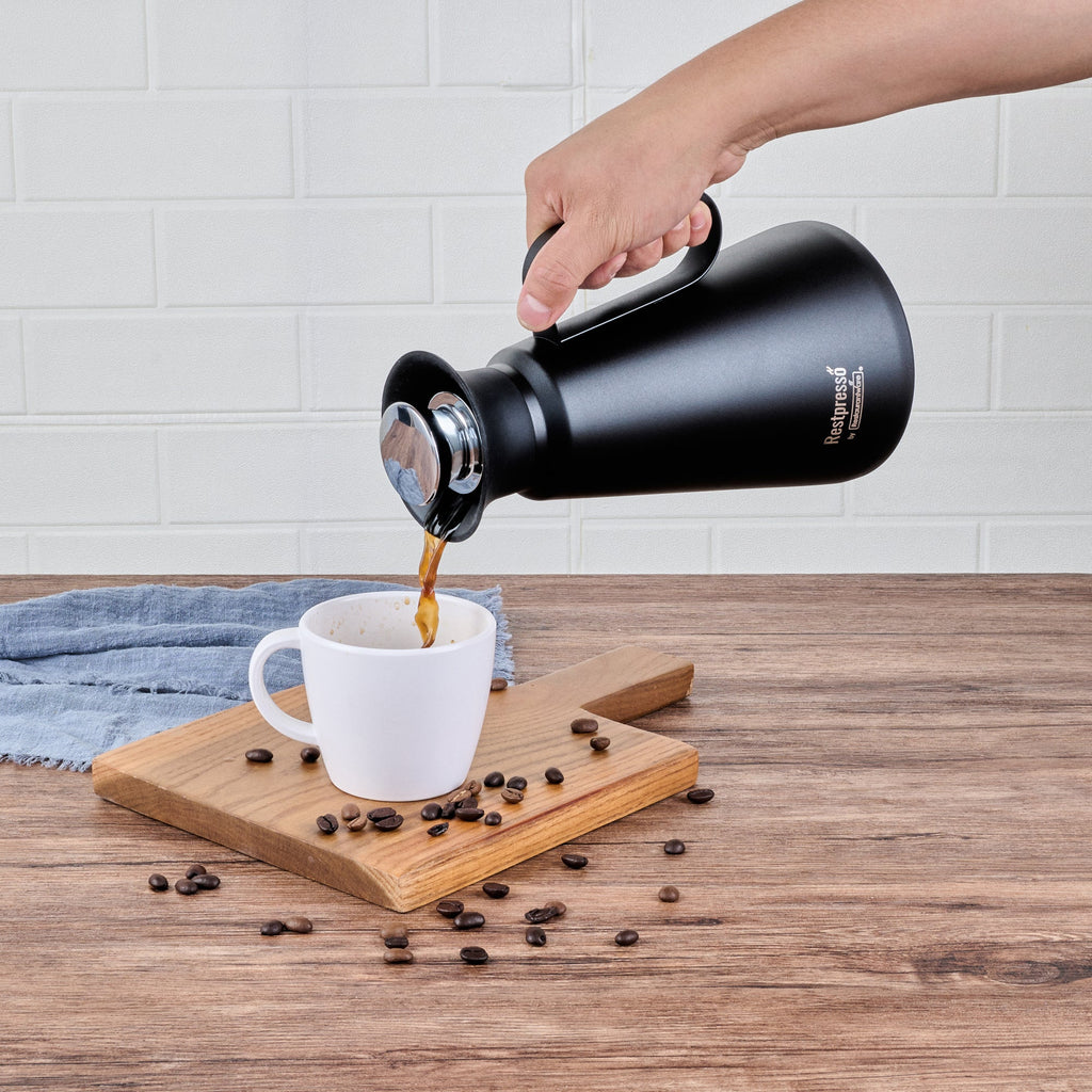 Restpresso 34 oz Black Vacuum Insulated Coffee / Tea Server - 360 Degree Pour - 1 count box