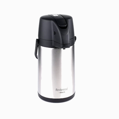 Restpresso 2.2L Vacuum Insulated Airpot Coffee Dispenser - Pump Lever, 12 hr Heat Retention, with Hanging Tag and Decals - 1 count box