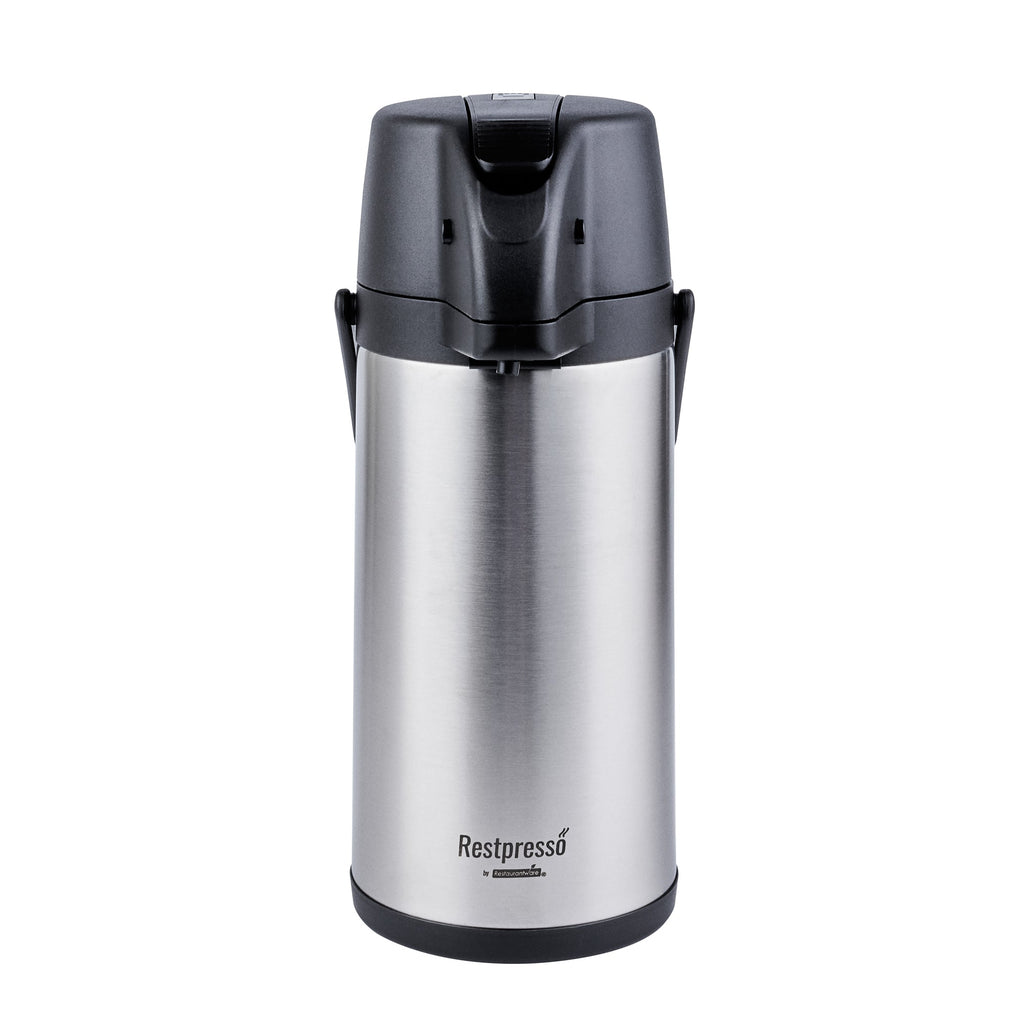 Restpresso 3L Vacuum Insulated Airpot Coffee Dispenser - Pump Lever, 12 hr Heat Retention, with Hanging Tag and Decals - 1 count box