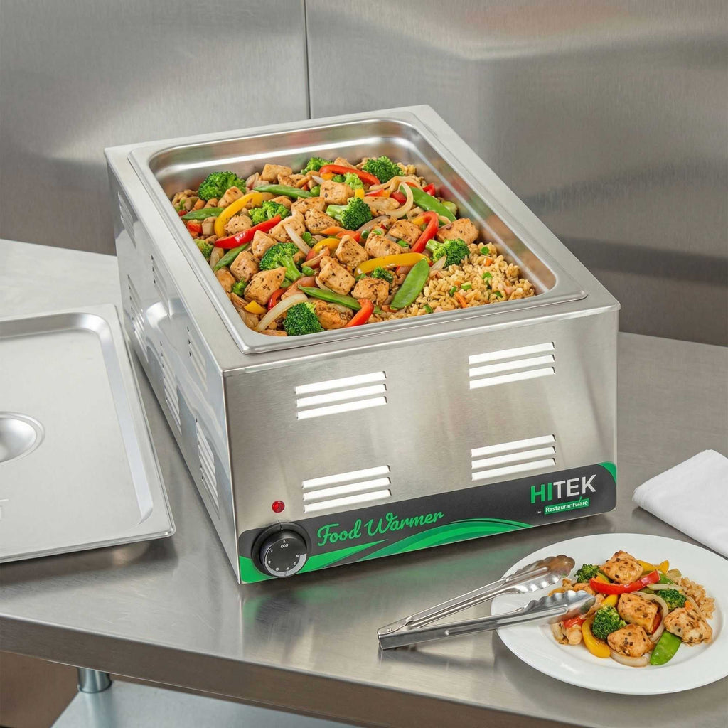 Hi Tek Stainless Steel Full Size Electric Countertop Food Warmer - 120V, 1200W - 12'' x 20'' - 1 count box