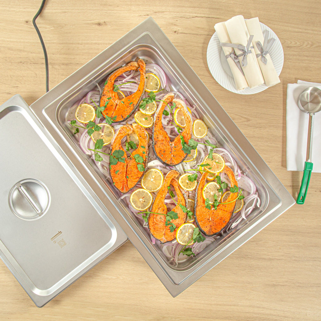 Hi Tek Stainless Steel Full Size Electric Countertop Food Warmer - 120V, 1200W - 12'' x 20'' - 1 count box