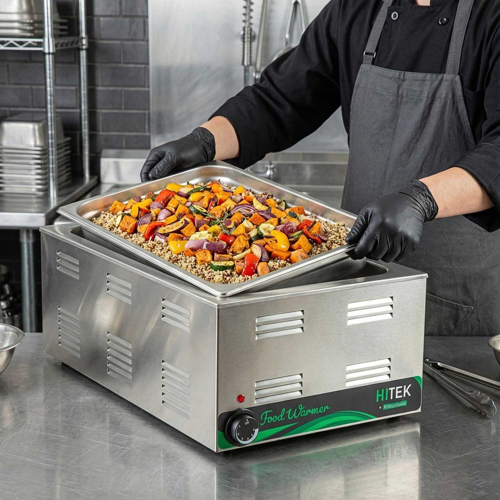 Hi Tek Stainless Steel Full Size Electric Countertop Food Warmer - 120V, 1500W - 12'' x 20'' - 1 count box