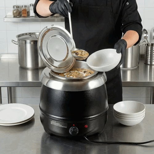 Hi Tek 11 qt Black Stainless Steel Soup Kettle Warmer - 120V, 400W - 1 count box
