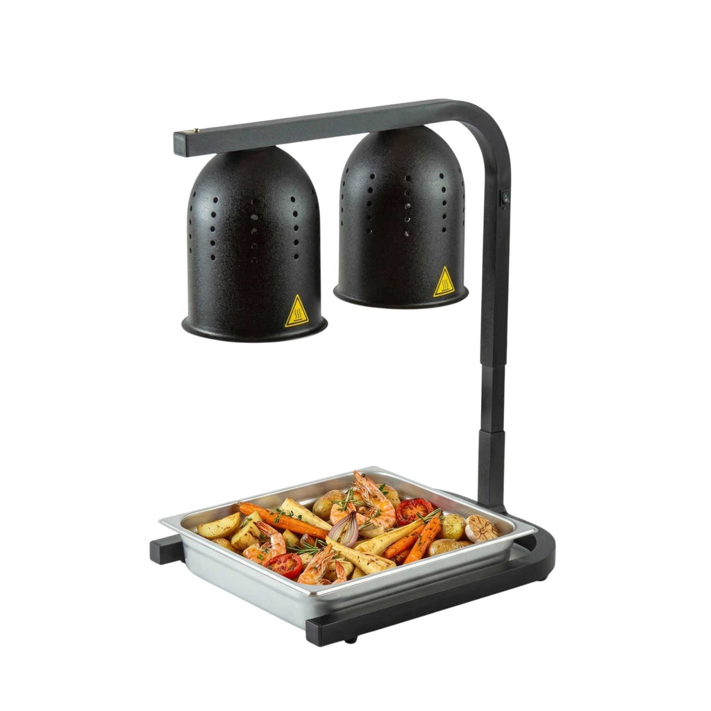 Hi Tek Black Aluminum Free Standing Heat Lamp - with 2 Bulbs, 120V, 500W - 1 count box