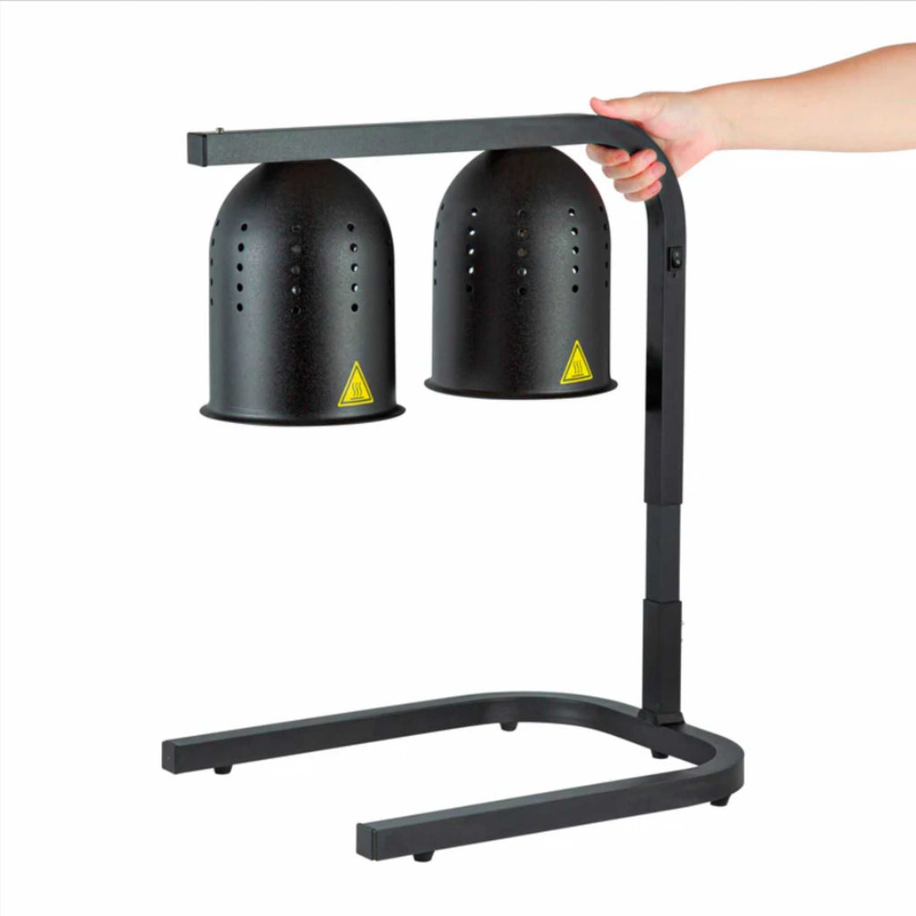 Hi Tek Black Aluminum Free Standing Heat Lamp - with 2 Bulbs, 120V, 500W - 1 count box