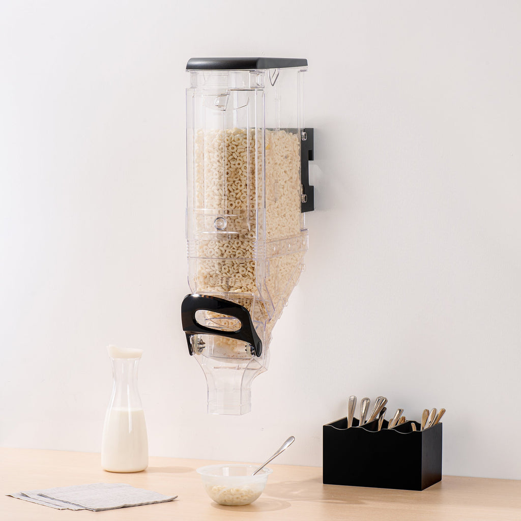 Met Lux 5 Gal Black Plastic Wall Mount Cereal Dispenser - 28" x 13 1/2" x 6" - 1 count box