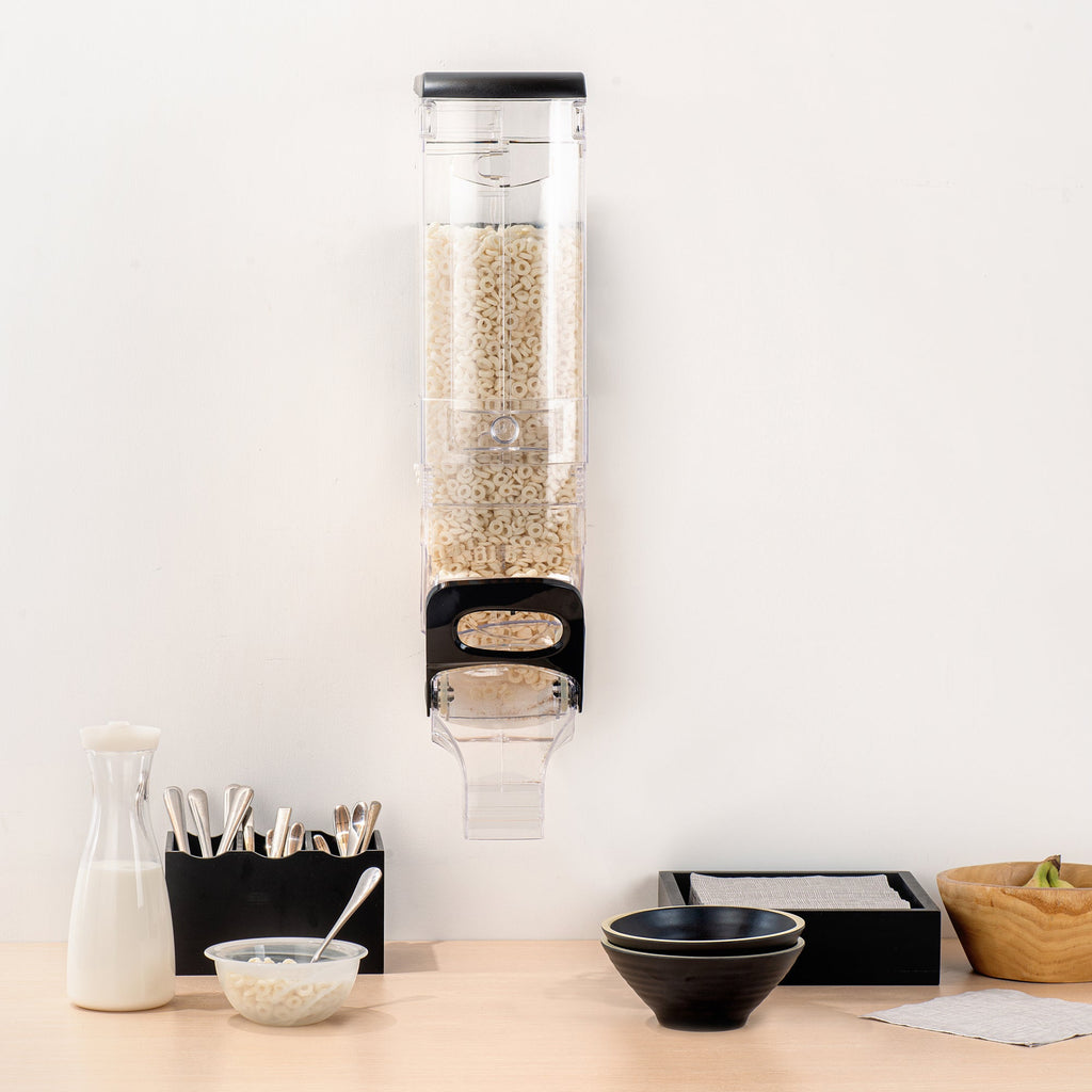 Met Lux 5 Gal Black Plastic Wall Mount Cereal Dispenser - 28" x 13 1/2" x 6" - 1 count box