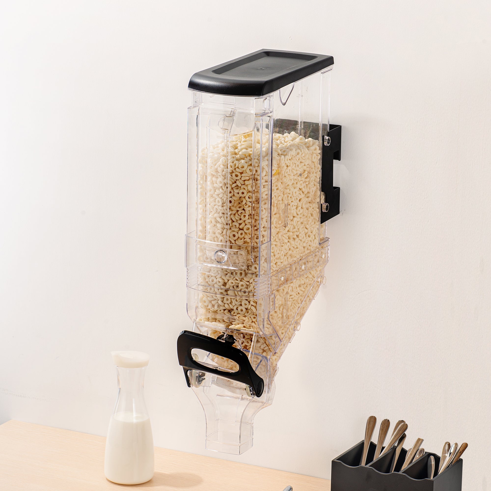 Met Lux 5 Gal Black Plastic Wall Mount Cereal Dispenser - 28" x 13 1/2" x 6" - 1 count box