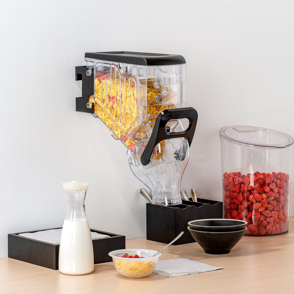 Met Lux 2 Gal Black Plastic Wall Mount Cereal Dispenser - 17 1/4" x 13 1/2" x 6" - 1 count box