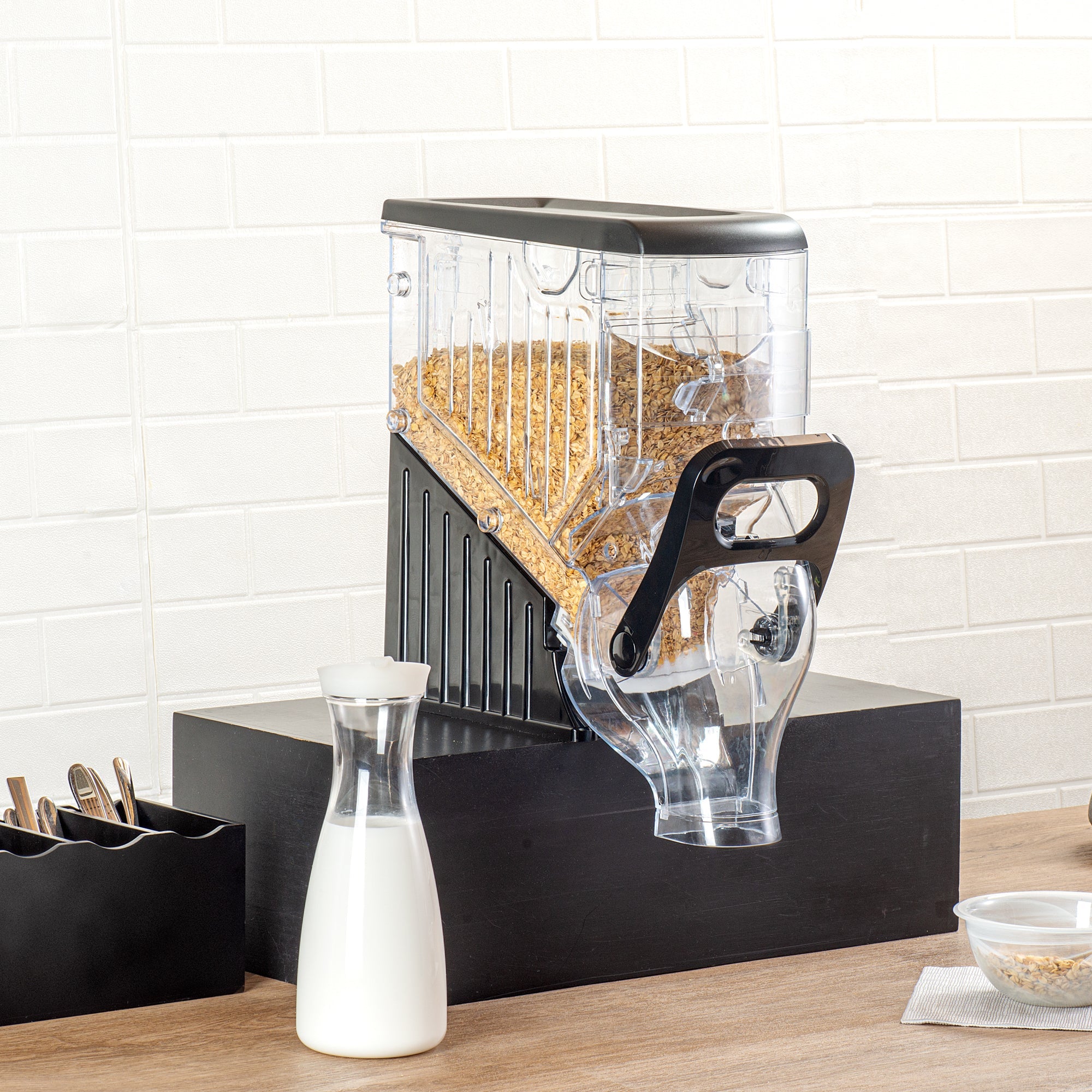 Met Lux 2 Gal Black Plastic Cereal Dispenser - with Stand - 17" x 13" x 6" - 1 count box