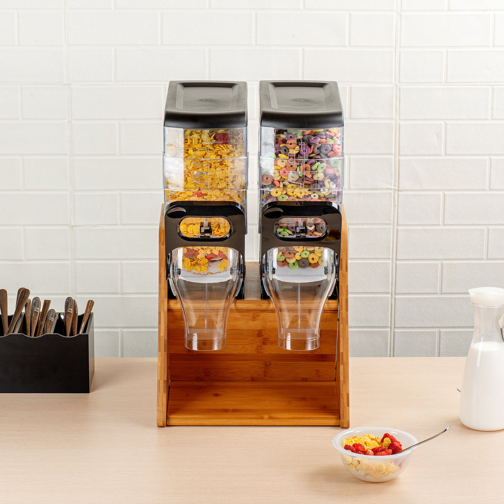 Met Lux Bamboo Cereal Dispenser Stand - Holds 2 Dispensers - 13 3/4" x 15 1/2" x 13" - 1 count box