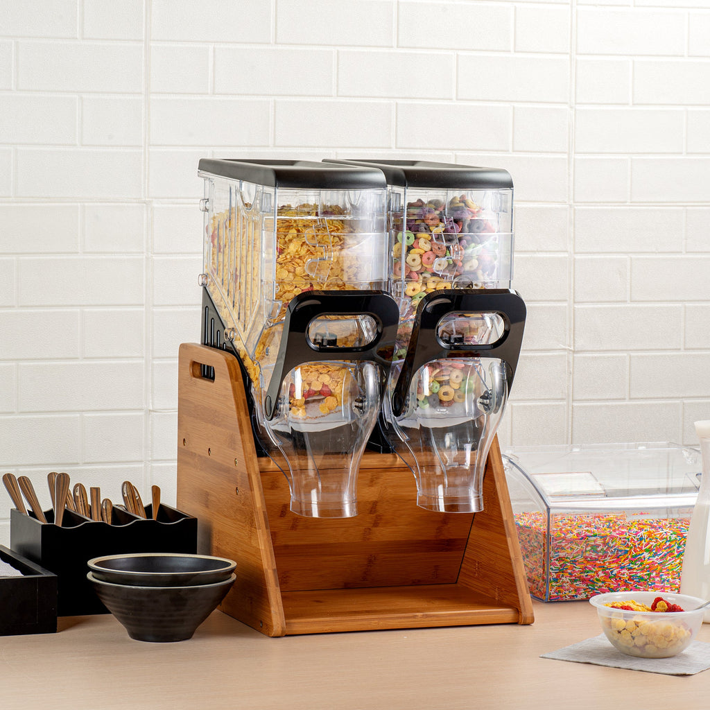 Met Lux Bamboo Cereal Dispenser Stand - Holds 2 Dispensers - 13 3/4" x 15 1/2" x 13" - 1 count box