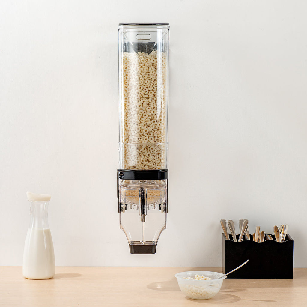 Met Lux 5 Gal Black Plastic Wall Mount Cereal Dispenser - 26 1/2" x 13 3/4" x 6" - 1 count box