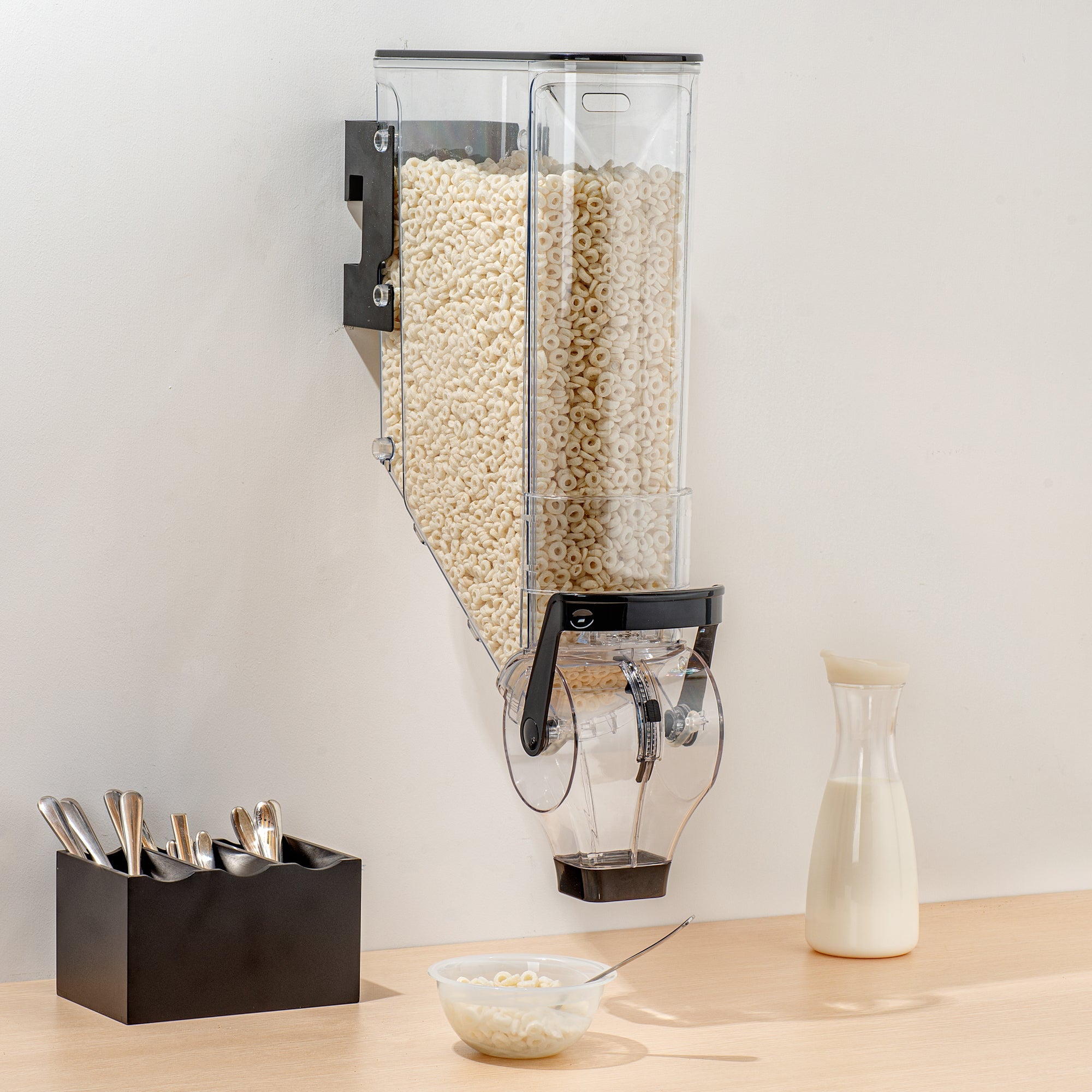 Met Lux 5 Gal Black Plastic Wall Mount Cereal Dispenser - 26 1/2" x 13 3/4" x 6" - 1 count box