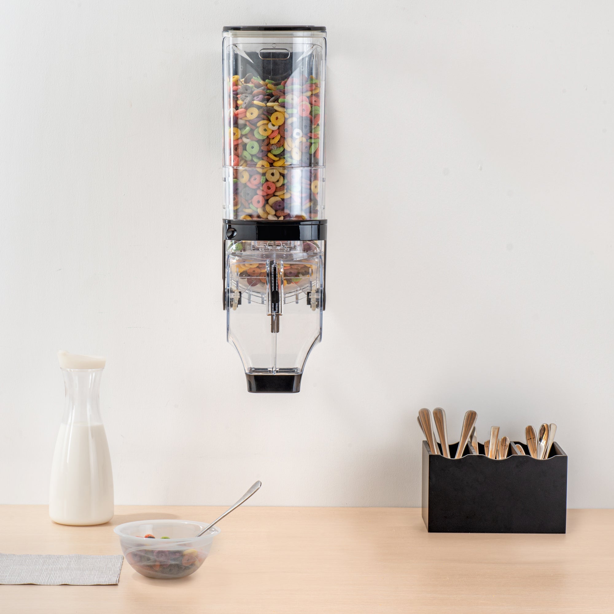 Met Lux 3.5 Gal Black Plastic Wall Mount Cereal Dispenser - 20 3/4" x 13 3/4" x 6" - 1 count box