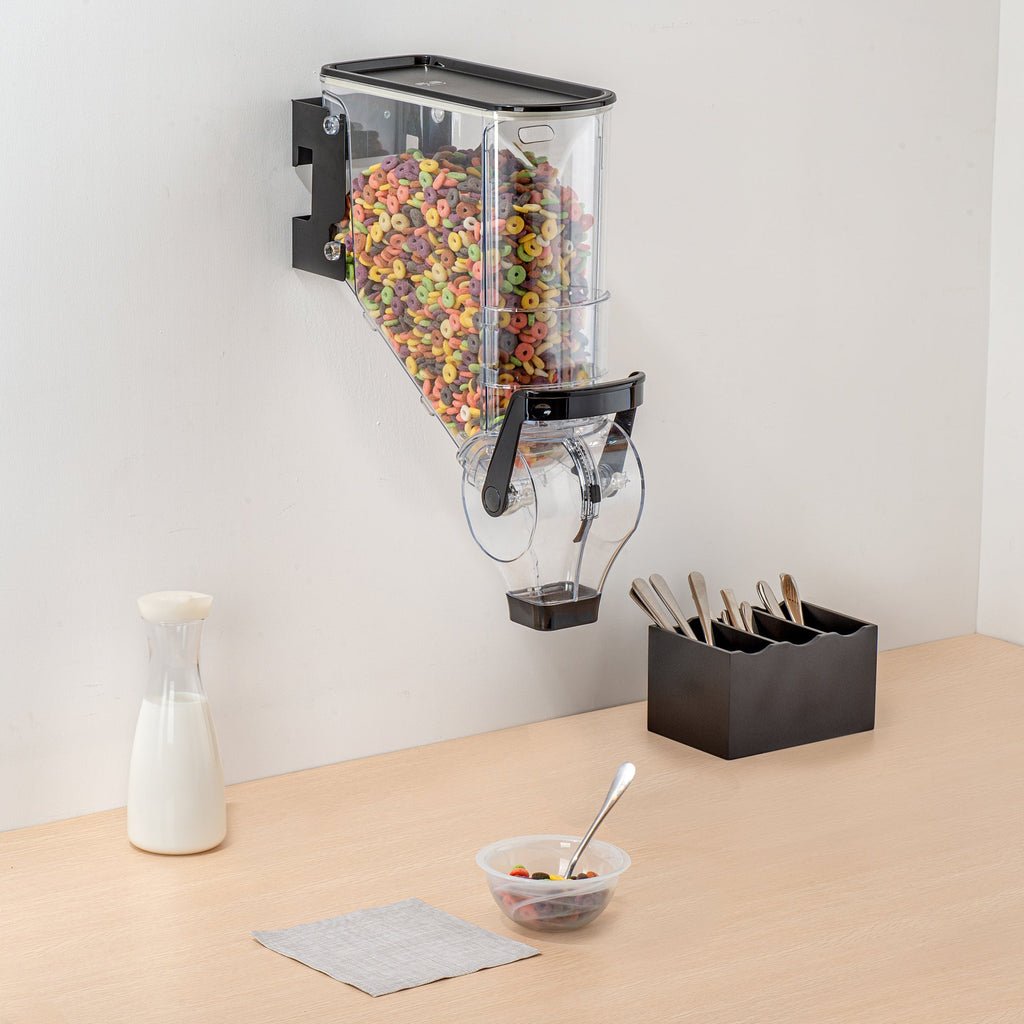 Met Lux 3.5 Gal Black Plastic Wall Mount Cereal Dispenser - 20 3/4" x 13 3/4" x 6" - 1 count box