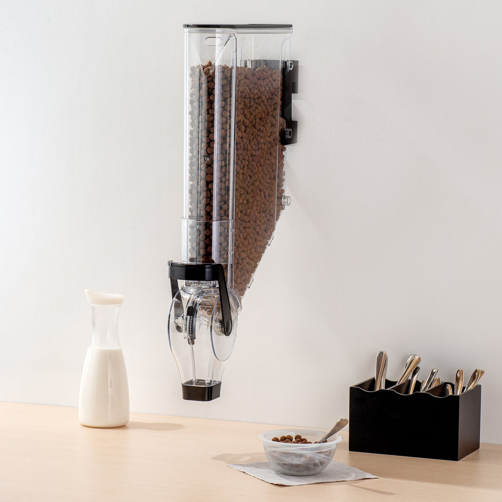 Met Lux 3 Gal Black Plastic Wall Mount Cereal Dispenser - 26 1/2" x 13 3/4" x 4" - 1 count box
