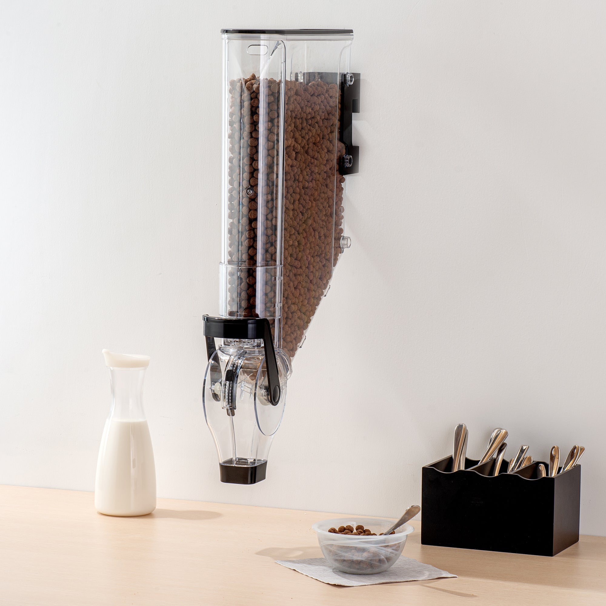 Met Lux 3 Gal Black Plastic Wall Mount Cereal Dispenser - 26 1/2" x 13 3/4" x 4" - 1 count box