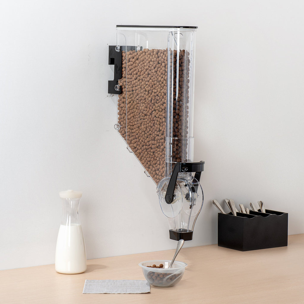 Met Lux 3 Gal Black Plastic Wall Mount Cereal Dispenser - 26 1/2" x 13 3/4" x 4" - 1 count box