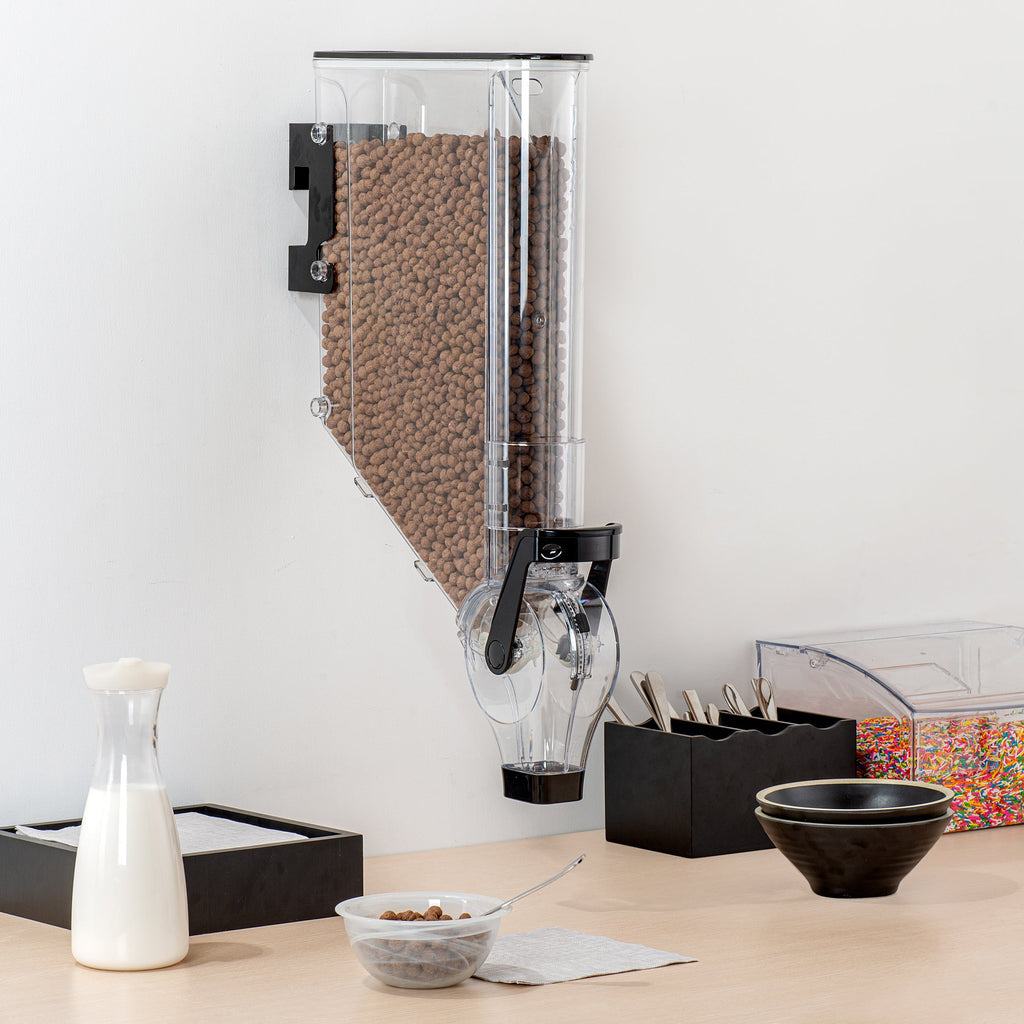 Met Lux 3 Gal Black Plastic Wall Mount Cereal Dispenser - 26 1/2" x 13 3/4" x 4" - 1 count box