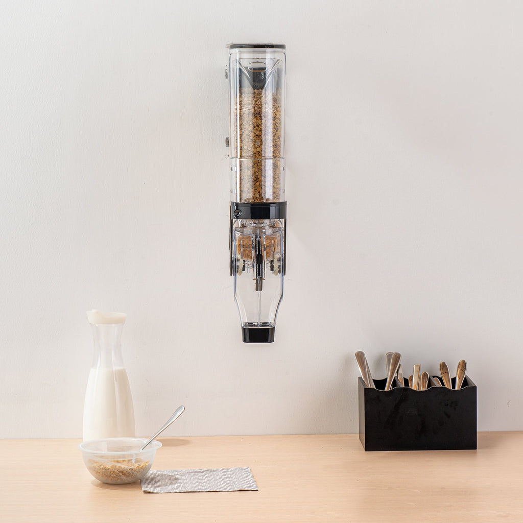 Met Lux 2 Gal Black Plastic Wall Mount Cereal Dispenser - 20 3/4" x 13 3/4" x 4" - 1 count box
