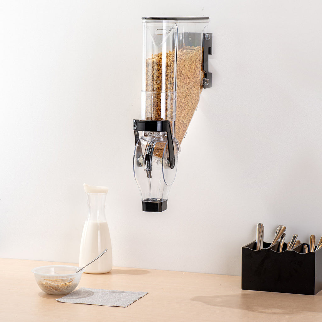 Met Lux 2 Gal Black Plastic Wall Mount Cereal Dispenser - 20 3/4" x 13 3/4" x 4" - 1 count box