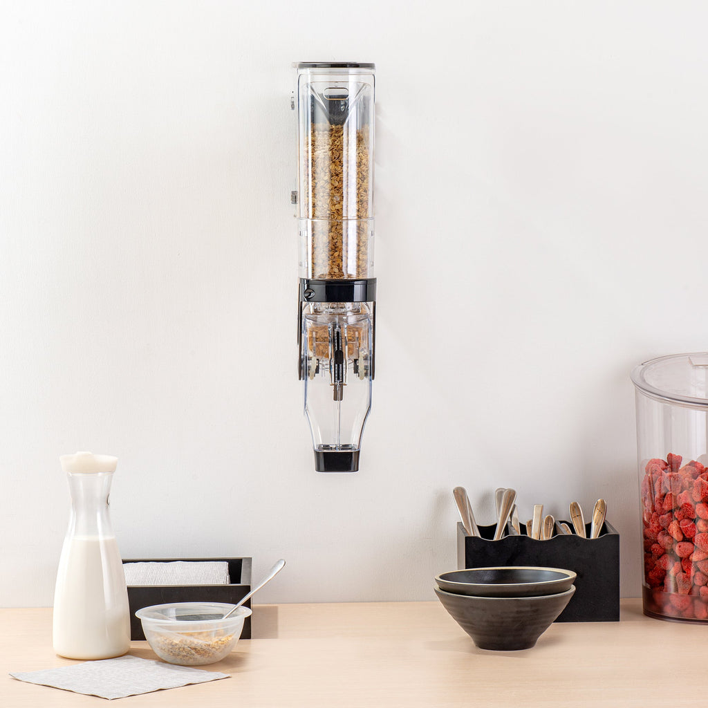Met Lux 2 Gal Black Plastic Wall Mount Cereal Dispenser - 20 3/4" x 13 3/4" x 4" - 1 count box