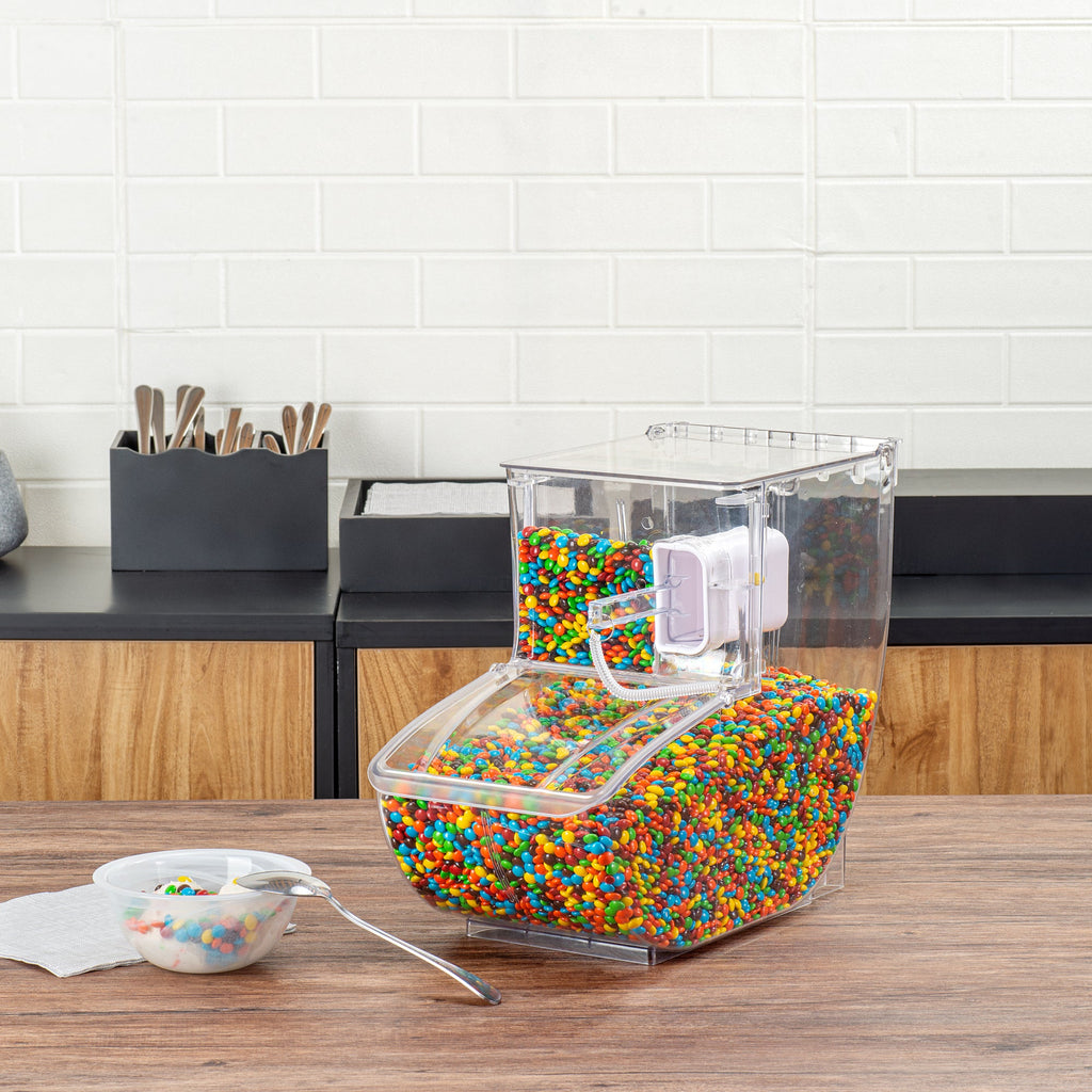 Met Lux 3 Gal Clear Plastic Topping Bin - 50 Cup, with Scoop - 13" x 15 3/4" x 7 3/4" - 1 count box
