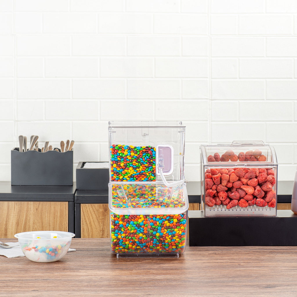 Met Lux 3 Gal Clear Plastic Topping Bin - 50 Cup, with Scoop - 13" x 15 3/4" x 7 3/4" - 1 count box